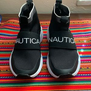 Nautica Unisex Toddler Sock Boot Sneaker , in Black and White